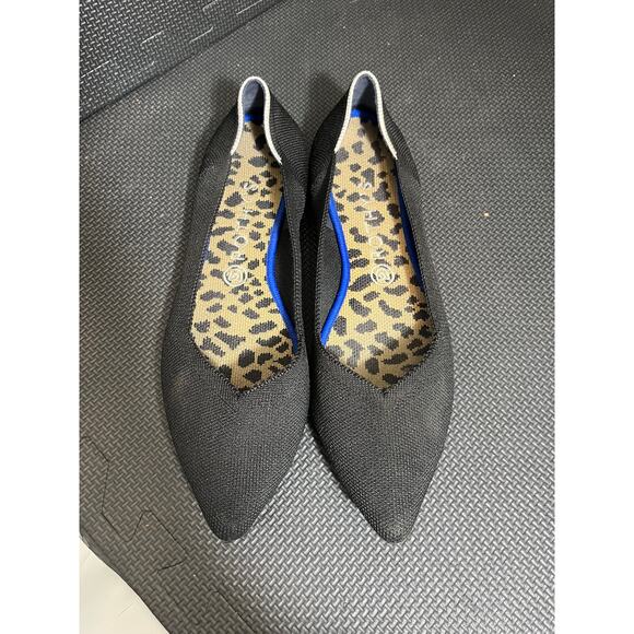 Rothy's the point flats black animal print shoes washable minimalist womens 11 - Picture 2 of 7